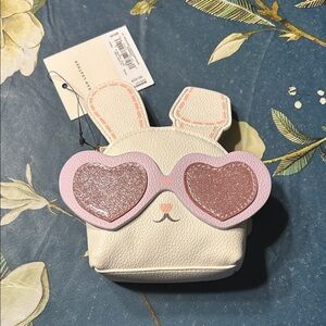 Adorable White Bunny Kids Purse with Pink Heart Glasses